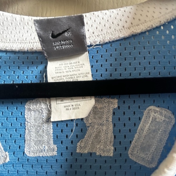 VTG MADE IN USA 80' s  NIKE N.CAROLINA TAR HEELS JORDAN AUTHENTIC JERSEY SIZE 48 - Picture 5 of 16